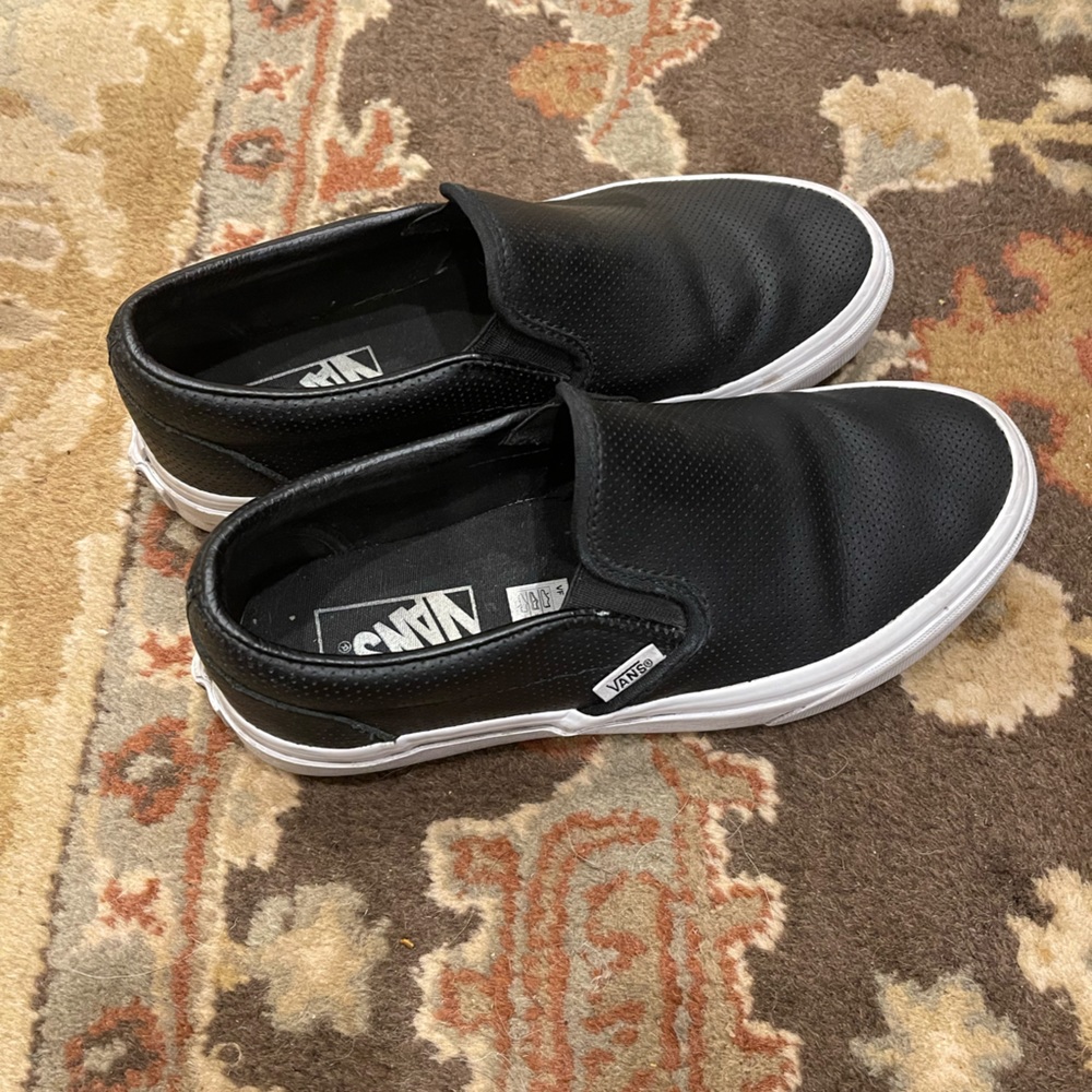 Vans Classic Slip-On Perf Black Leather Sneaker